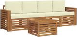vidaXL - Canapé d'angle - 4 places - Naturel et crème - Bois d'acacia massif