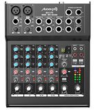 Audibax 802 FX - Soundmixer - 6-kanaals audio mixer - effect-DSP met 79 programma's - 2 ingangen stereo jack - 3-bands equalizer - voeding 48 V Phantom Power