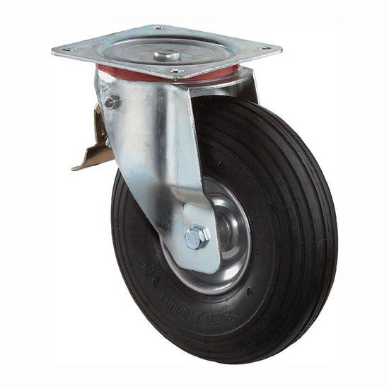 BS Rollen Zwenkwiel met Luchtband - Ø 200 mm - Draagvermogen 75 kg - Met Schroefplaat