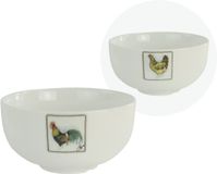 Boerenwinkel Dierenkom Haan-hen - Aardewerk - 12 x 12 x 6.5 cm - Wit