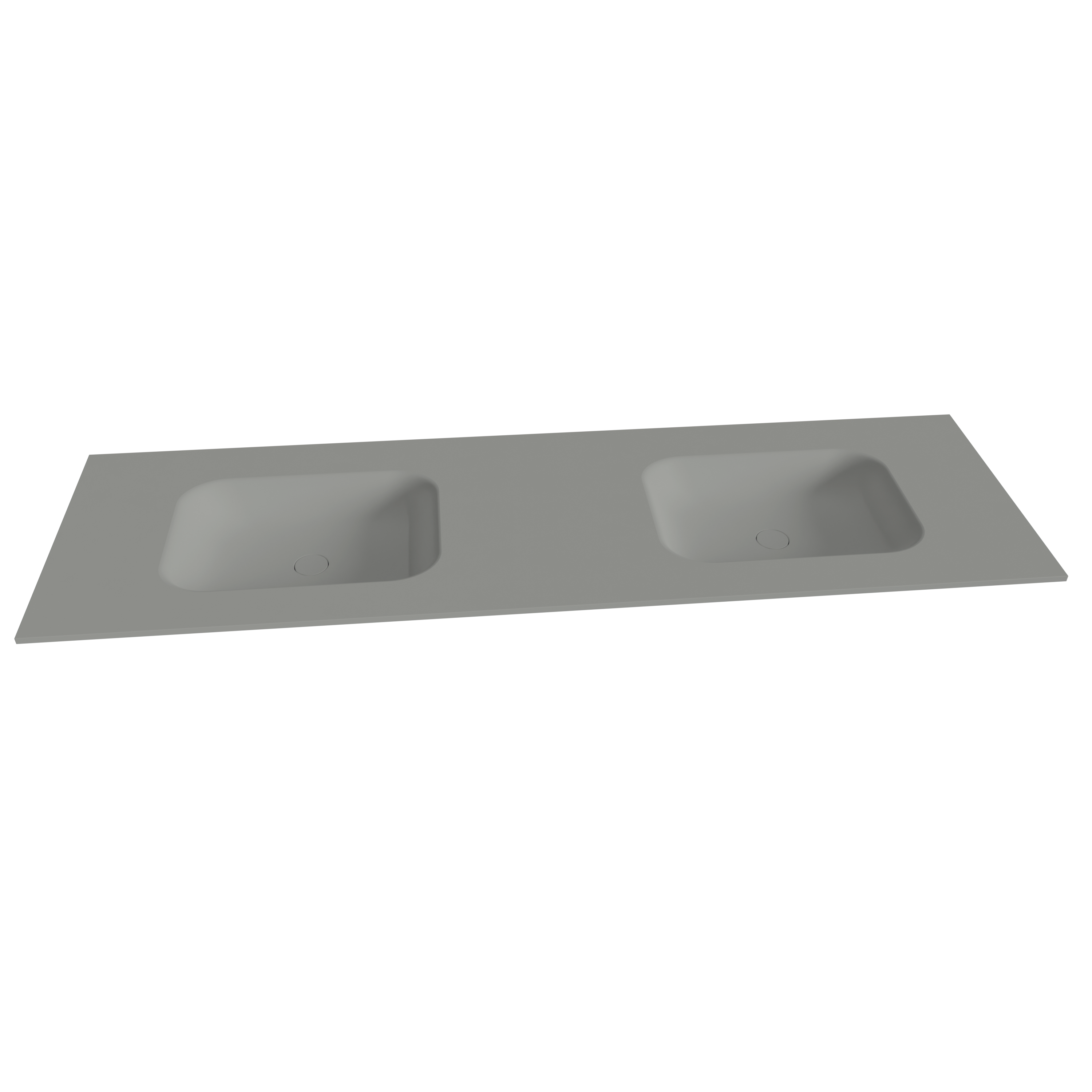 Balmani Balmani Tablo Arcato dubbele wastafel met afvoerplug mat steengrijze Solid Surface 180 x 55 cm