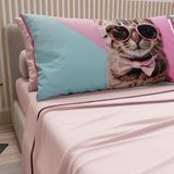PETTI Artigiani Italiani - Beddengoed dieren met katten van katoen met kussenslopen in digitale print, beddengoed voor tweepersoonsbed, poeder, 100% Made in Italy