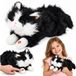 Lean toys peluche chaton noir et blanc avec sons de miaulement 40cm