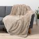 PAVILIA Zachte pluizige deken van imitatiebont, taupe bruin camel, Shaggy harige warme sherpa-deken fleece plaid voor bed, bank, decoratieve, donzige pluche comfortabele dikke deken, 127 x 152 cm