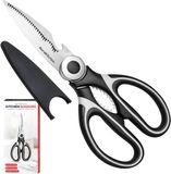 AoraKitchen Ciseaux de cuisine - Ciseaux à viande - Inox - Ciseaux ménagers - Ciseaux à gibier - Ciseaux pour droitier et gaucher - Lavable au lave-vaisselle