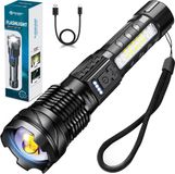 Gadgetplace Militaire LED Zaklamp - 2500 Lumen - Oplaadbaar - Zwart