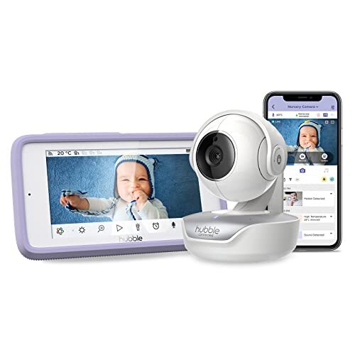 HUBBLE CONNECTED Nursery Pal Premium babyfoon met camera, 5-inch touchscreen, gegevensbeschermingsmodus, infrarood nachtzicht, tweeweggesprek, kamertemperatuursensor en smartphone-app