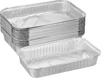 Merkloos Relaxdays aluminium bakjes bbq - set van 25 - 31 x 21 cm - lekbakjes - zilver