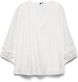 Vero Moda Curve Top VMCLESLIE Top Lyocell Driekwart Mouw V-hals Effen Cloud Dancer 50