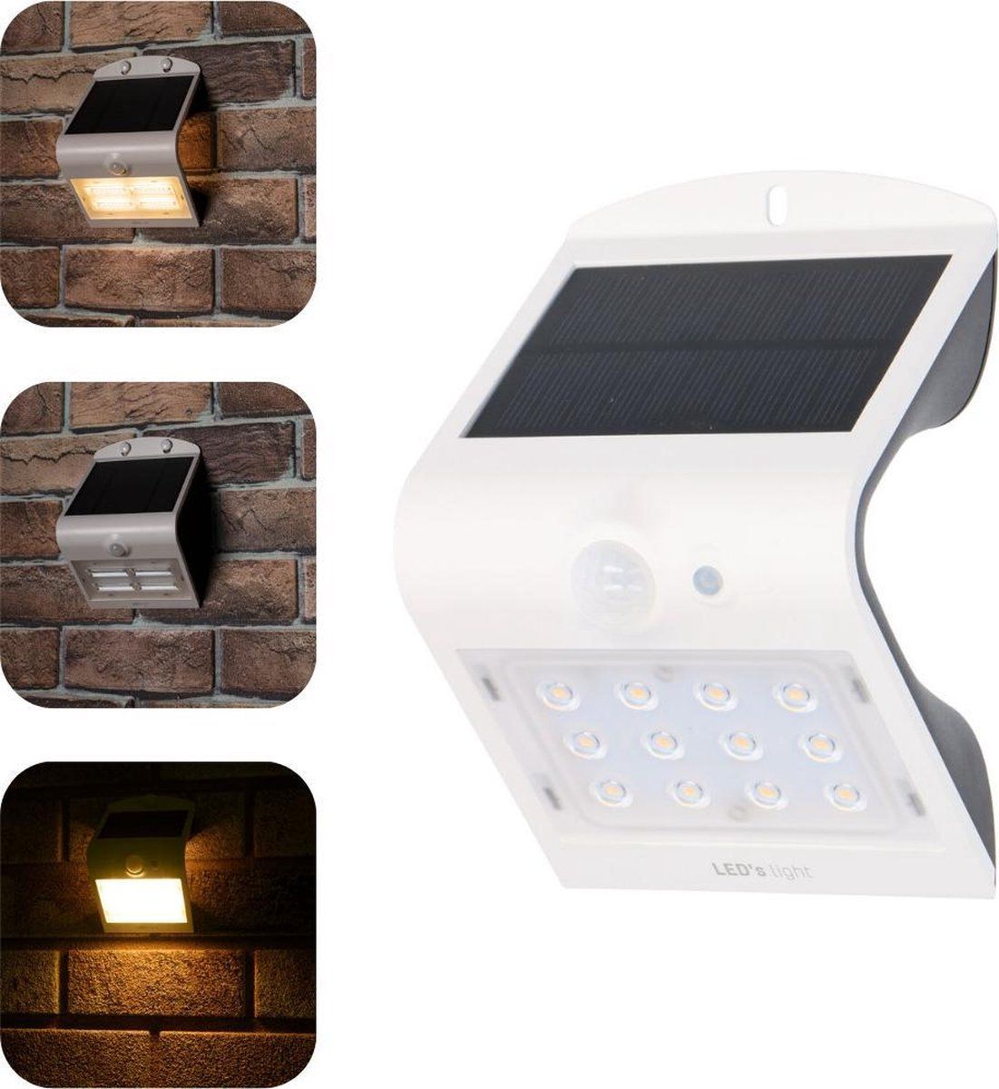 Proventa Solar LED Buitenlamp met bewegingssensor - Wandlamp Big Jelles - Wit - Aluminium