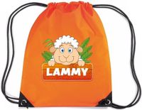 Bellatio Decorations Lammy het schaap / lammetje rijgkoord rugtas / gymtas - oranje - 11 liter - voor kinderen