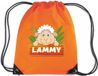 Bellatio Decorations Lammy het schaap / lammetje rijgkoord rugtas / gymtas - oranje - 11 liter - voor kinderen
