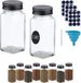 Merkloos Relaxdays glazen kruidenpotjes - set van 10 - met strooideksel - 120 ml - stickers - stift
