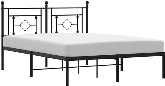 vidaXL Bedframe met hoofdbord metaal zwart 140x200 cm