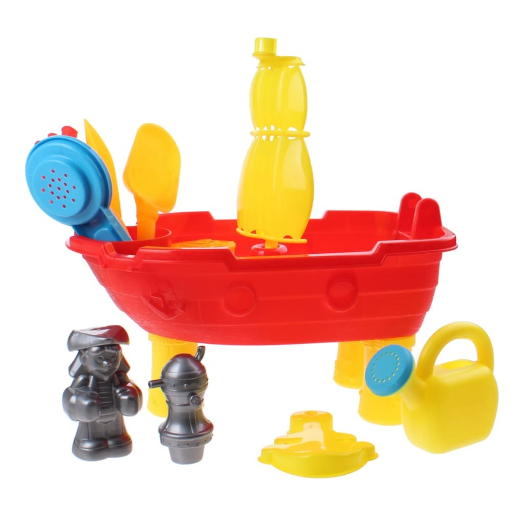 Jono Toys zand- en waterset piraat 38 cm rood/geel 15-delig