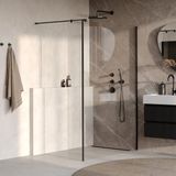 Brauer Oblivion - Inloopdouche - Helder Glas - 130 x 200 cm - met Zijwand 40 cm - incl. Glascoating - Mat Zwart