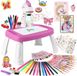 Projecteur de dessin pour enfants avec 72 motifs, crayons, crayons de couleur et autocollants – Tableau à dessin avec musique, cadeaux licorne pour enfants