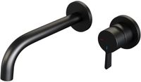 Brauer Black Edition Inbouw Wastafelmengkraan met Gebogen Uitloop en Rozetten Model E1 Mat Zwart