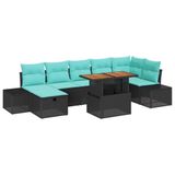 vidaXL Tuinbank - Set - 8 - st - Zwart - poly - rattan