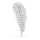 Swarovski Vienna Broche, Gemengde Slijpsels, Veer, Wit, Rodium Verguld