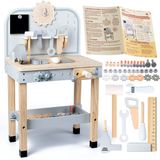Tiny Thinkers Werkbank Speelgoed van FSC-hout - Kinderwerkbank met Kinder Gereedschap - Houten Speelgoed Werkbank Vanaf 3 Jaar