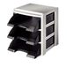 Leitz Brievenbakset A4, 3 Plus brievenbakken standaard met stapelmodules en bovenste afsluitplaat, zwart, Plus-serie, 53270095