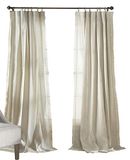 Lush Decor Rosalie Faux linnen raamgordijn volant, 54"B x 120" L, ivoor