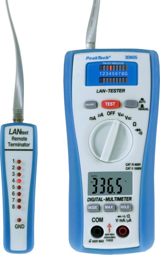 Peaktech 3365 Digitale multimeter - 600V AC/DC - 200mA AC/DC - met LAN - tester
