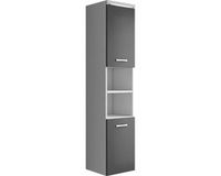 Paso 35 x 35 x 160 cm – Gris Brillant – Armoire colonne suspendue avec 2 portes