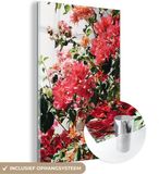 MuchoWow® Glass Painting 120x180 cm - Acrylic Glass Painting - Flowers - Shrub - Summer - Pink - Photo on Glass - Paintings