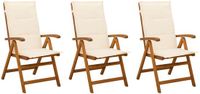 vidaXL Ligstoelen Tuinstoelen 3 stuks Naturel Massief Acacia Hout Inclusief Kussens