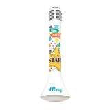LEXIBOOK iParty Karaoké Micro Star Bluetooth® met spraakwisselaarfunctie, Microfoon om te zingen, Ingebouwde lichtluidspreker 5W, micro SD-slot, Wit/Blauw, MIC210LXB
