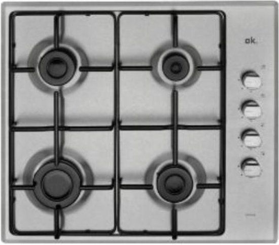 OK OBH 463126 Gaskookplaat Inbouw 60cm RVS