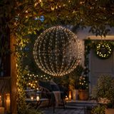 Merkloos Kerstverlichting - lichtbol - metaal - met timer - wit licht - 40 cm