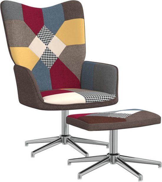 vidaXL Relaxstoel met voetenbank patchwork stof
