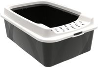 Rotho MyPet Eco Bonnie Kattenbak met bovenste ingang van gerecycled kunststof, zwart/wit, maat M, 57,2 x 39,3 x 20,9 cm