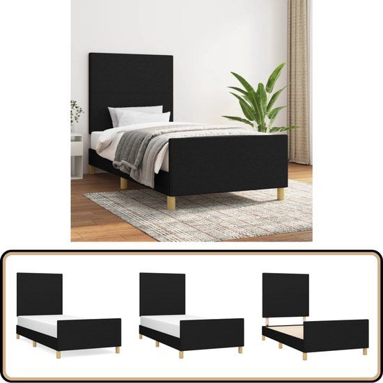 vidaXL Bedframe 90x200 cm Stof Zwart