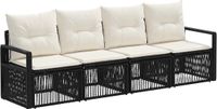 vidaXL Tuinbank Set 4 Zitplaatsen Zwart Polyrattan