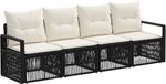 vidaXL Banc de jardin 4 places noir polyrotin