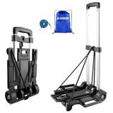 APOXCON - Opvouwbare transportwagen met 2 wielen, elastisch touw en opbergtas, aluminium, inklapbaar, voor reizen, winkelen, verhuizing en kantoor