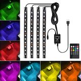 Favoto 4 x 12 Binnenverlichting Led sfeerlicht auto binnenverlichting led Binnenruimte Met USB-poort en IR-afstandsbediening