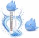 Bellatio Design Zwembad thermometer Funny - Haai - badthermometer - drijvend - kunststof - 25 cm
