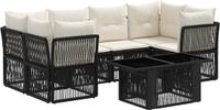 vidaXL Tuinbank Set Zwart Polyrattan