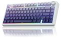 AULA F75 Clavier mécanique sans fil pour jeux vidéo avec éclairage LED RVB - QWERTY (États-Unis) - 2,4 GHz/USB-C/Bluetooth pour Windows/Mac, avec côtés violets dégradés et un motif d'étoiles gravé