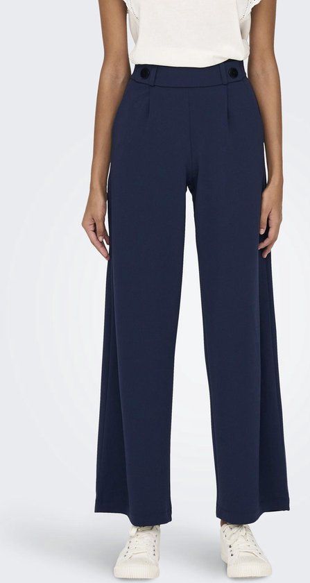 JDY JDYGEGGO Women's Trousers - Black Iris;Black Buttons - Size S/32 - Wide Leg Fit