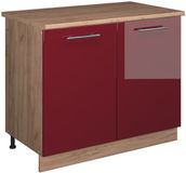 Vicco Wastafelkast Fame-Line, Bordeauxrode hoogglans/Goudkleurig Eiken, 100 cm, WB Eik