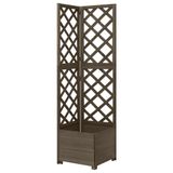 VidaXL Latwerkplantenbak hoekmodel 40x40x150 cm vurenhout grijs
