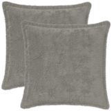 vidaXL Taie d'oreiller 2 pièces Gris clair 50 x 50 cm Fausse fourrure de lapin