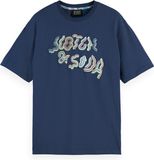 Scotch & Soda Heren T-shirt Korte Mouw Katoen Blauw Maat S