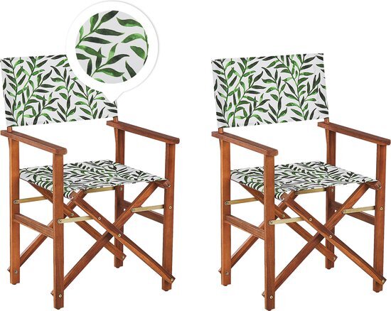 CINE - Tuinstoel set van 2 - Groen/Cremewit/Blad - Polyester